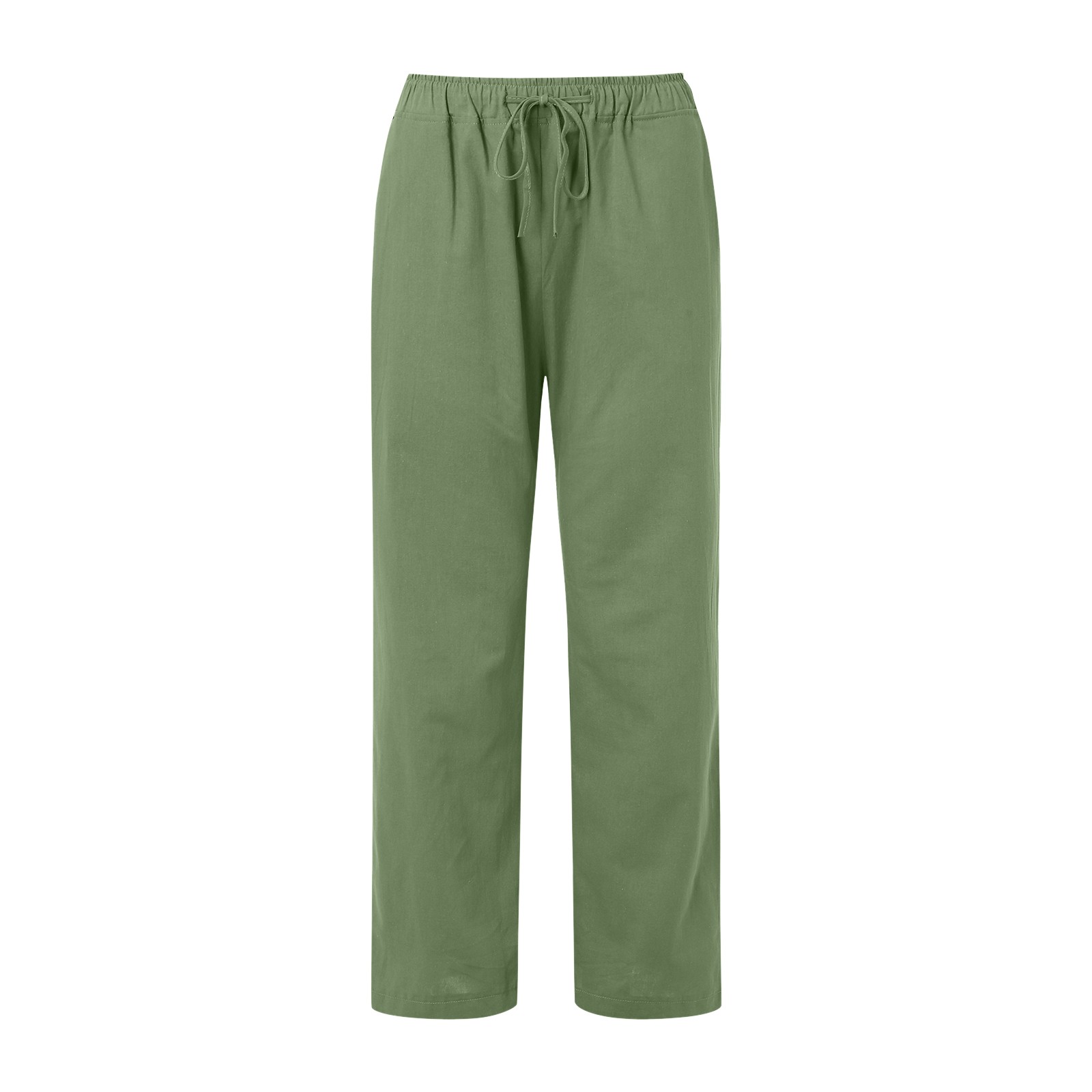 thumbnail image 4 of Pantalones anchos de cintura alta para mujer: pantalones elásticos con cordón, cómodos pantalones largos rectos con bolsillos, poliéster, para todas las ocasiones, 4 of 5